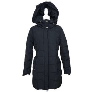 Cole Haan Women's Large Down Puffer Jacket Black Hooded